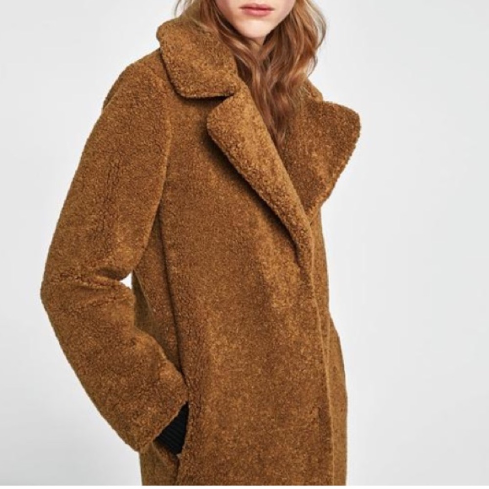 Brown Faux Shearling Teddy Coat